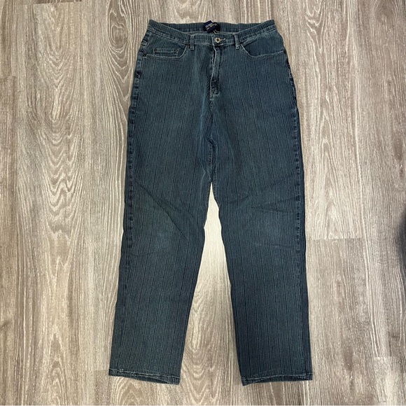 Striped denim high waist jeans - Picture 4 of 9